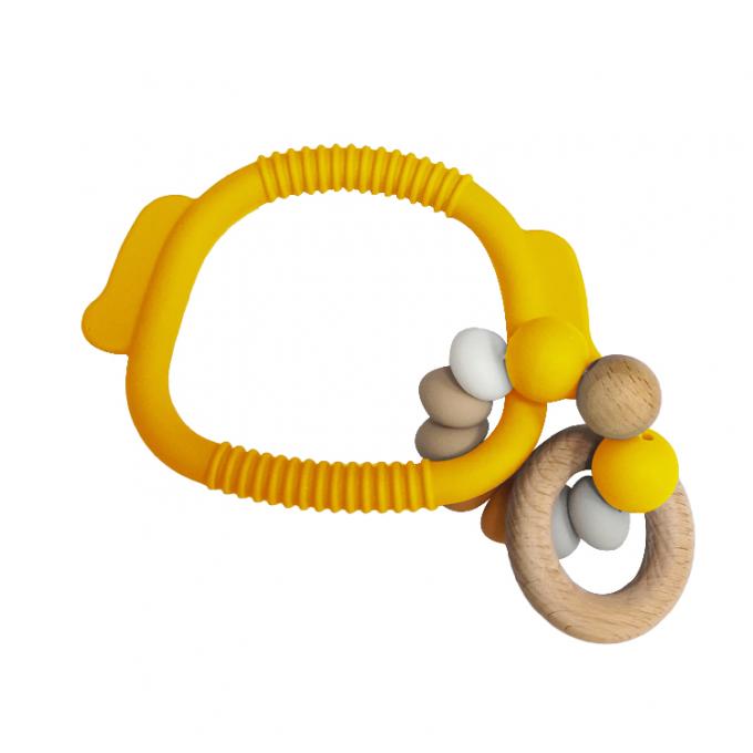 Младенец Teether силикона игрушки новый BPA прорезывания зубов младенца свободный органический мягкий забавляется с деревянным кольцом