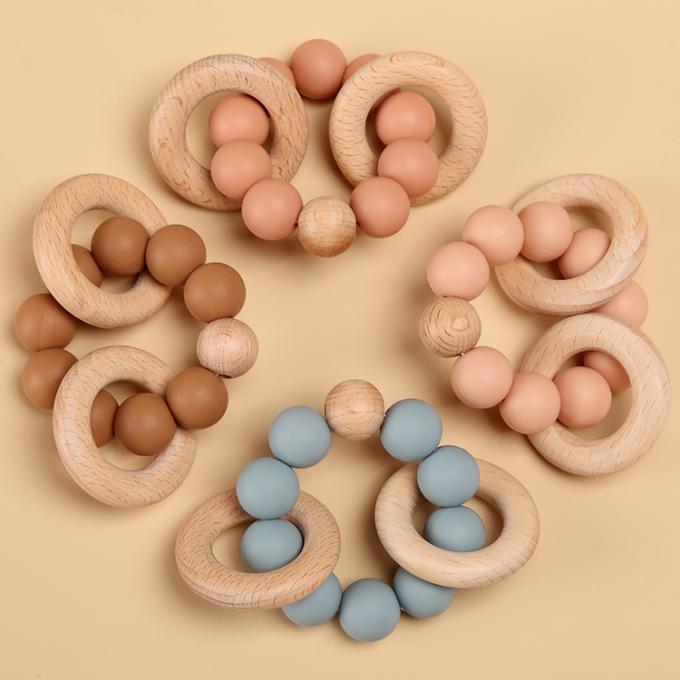 Изготовленный на заказ дружественный к Эко силикон Teether игрушки BPA прорезывания зубов младенца свободный с CN DL13M03 игрушки 7.5*6*4cm Eco деревянного кольца мягким дружелюбным;GUA
