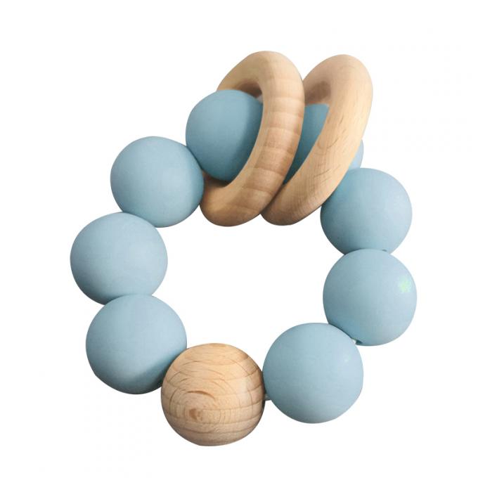 Изготовленное на заказ teether младенца силикона игрушек шариков силикона с деревянным браслетом 2