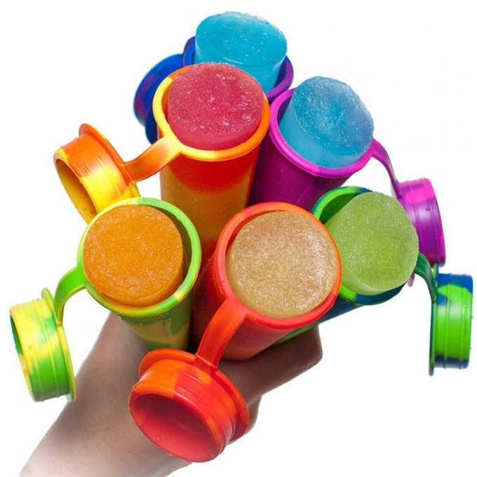 Popsicle льда силикона 6 ПК пестротканый отливает в форму для льда хлопает прессформы с прикрепленными крышками