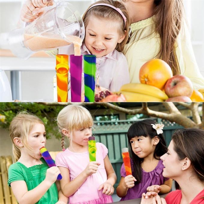 Popsicle льда силикона 6 ПК пестротканый отливает в форму для льда хлопает прессформы с прикрепленными крышками