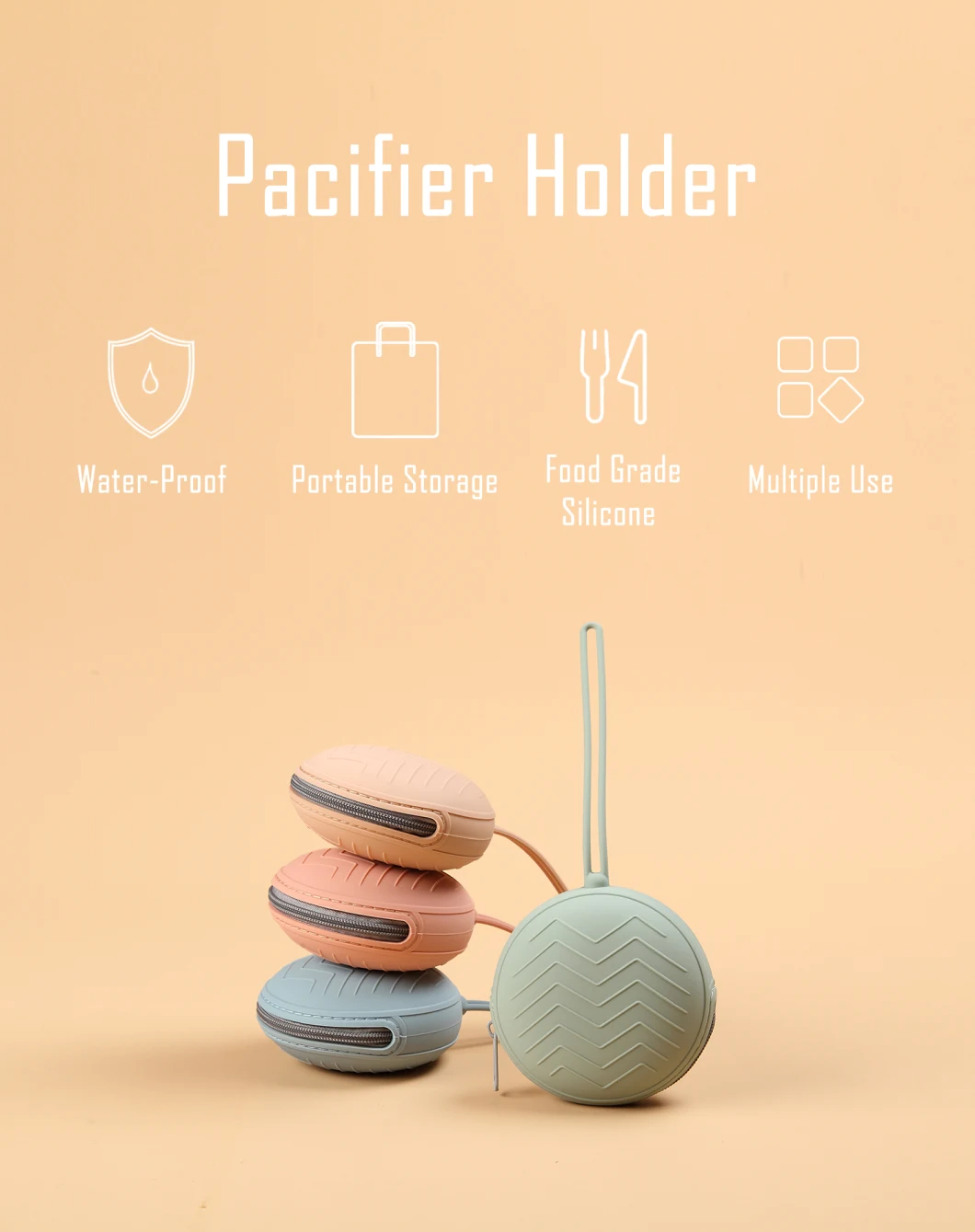 Водоустойчивые портативные держатели Pacifier силикона хранения для перемещения