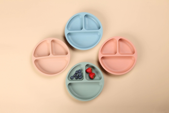 Heat Resisting 100% Food Grade Silicone Suction Plate For Baby Feeding