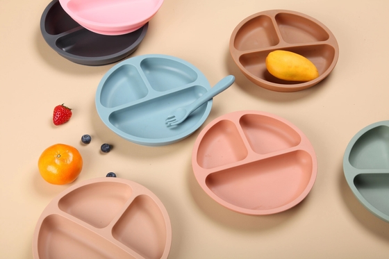 Heat Resisting 100% Food Grade Silicone Suction Plate For Baby Feeding
