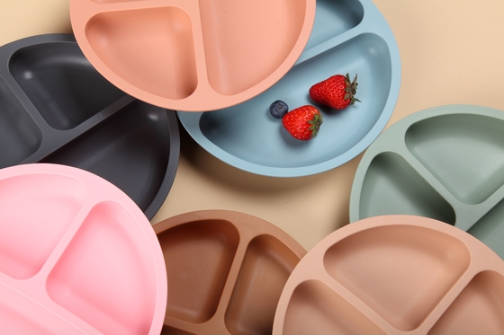 Heat Resisting 100% Food Grade Silicone Suction Plate For Baby Feeding