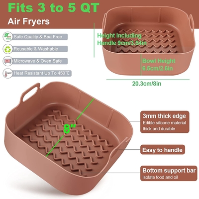 BPA Free FDA Approved Packaging Silicone Air Fryer Bowl Dishwasher Safe