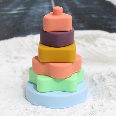 CE Educational Silicone Stacking Toys Creative Building Blocks SGS For Kids