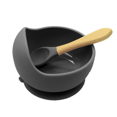 Colorful Infant Silicone Suction Bowl Set 12*8*5.8cm With Feeding Spoon