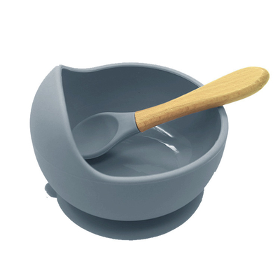 Colorful Infant Silicone Suction Bowl Set 12*8*5.8cm With Feeding Spoon