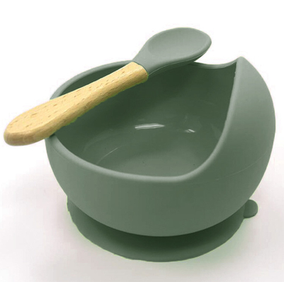 Colorful Infant Silicone Suction Bowl Set 12*8*5.8cm With Feeding Spoon