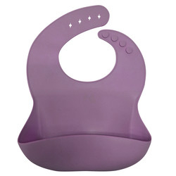 ODM Baby Girl Waterproof Silicone Weaning Bibs Button Closure With Pocket