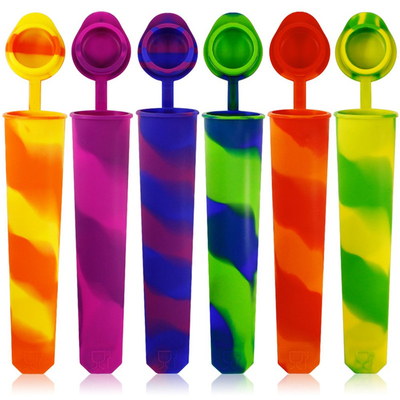 Anti Lost Lid Silicone Ice Pop Maker DIY Reusable Popsicle Molds