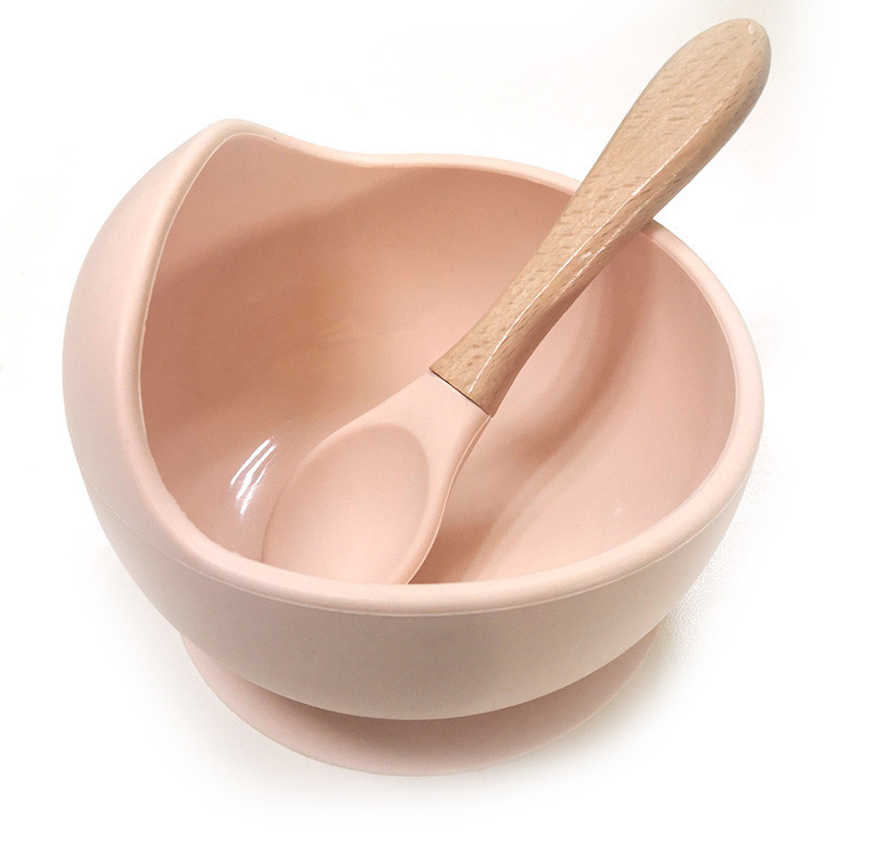 Colorful Infant Silicone Suction Bowl Set 12*8*5.8cm With Feeding Spoon