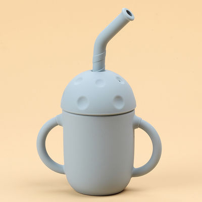 Дети ручки 5oz течебезопасной чашки соломы силикона крышки двойные для младенца над 6 месяцами