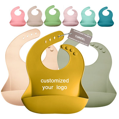 Bib младенца силикона длины OEM изготовленный на заказ регулируемый с уловителем еды